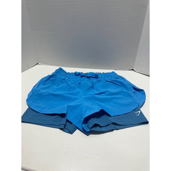 Gymshark Running 2in1 Shorts Electric Blue/Luna Blue NWT - Picture 2 of 7